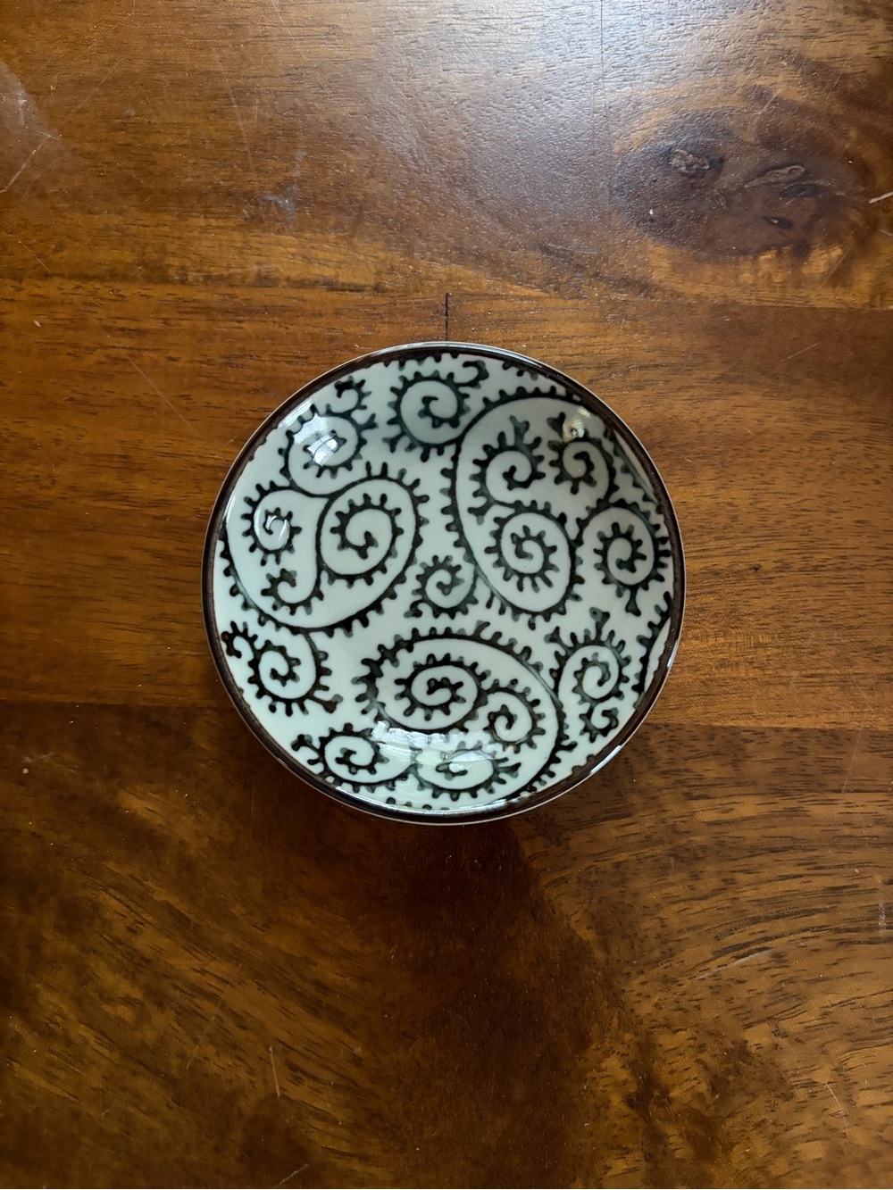Navy and Light Blue Swirl Ceramic Jewelry Bowl